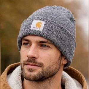 Carhartt Men's Cuffed Beanie Hat Knit Heather Gray Marl A18 Knit Unisex Workwear